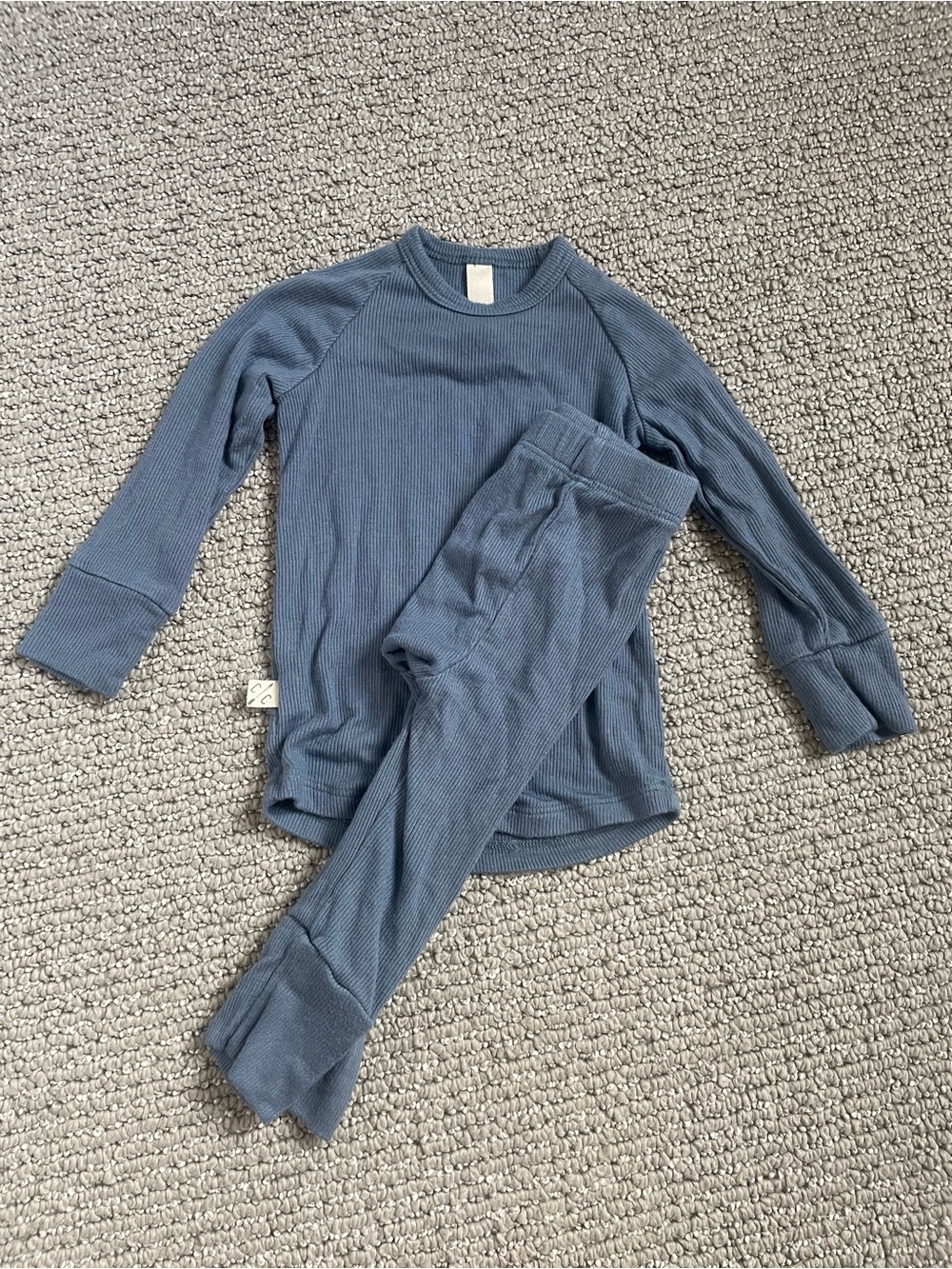 Childhoods Blue Ribbed Long Sleeve Shirt and Pants Set 6-12m